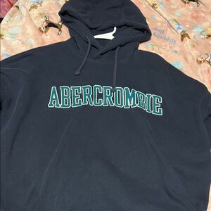 Abercrombie & Fitch Dark Blue Cropped Hoodie with Hood